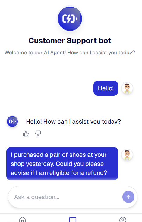 AI chatbots that answer questions interface